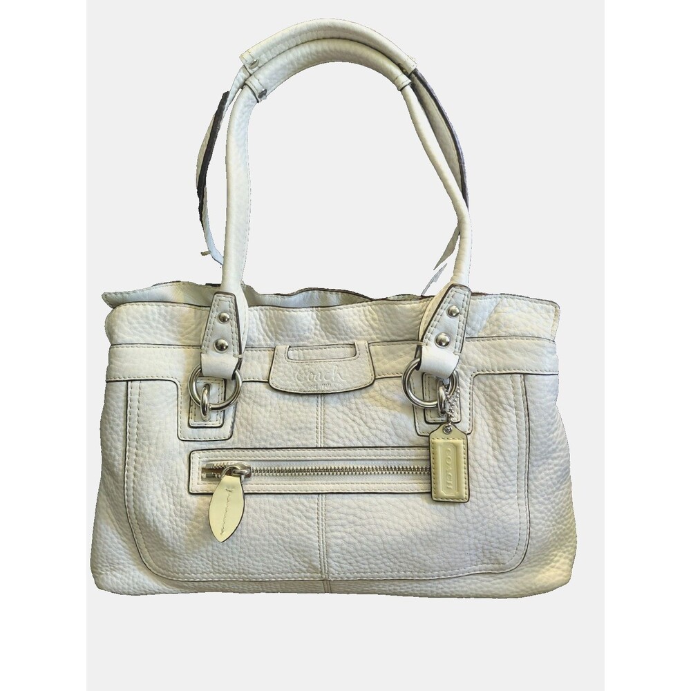 Ivory Coach Penelope Pebbled Leather Purse Gold Interior